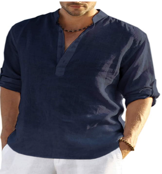 Coastal Linen Henley Shirt