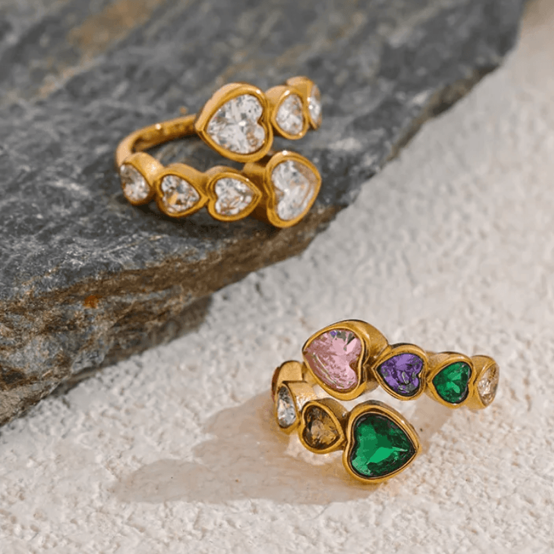 Anel Coração com Zircônia Ajustável - DELICATTA