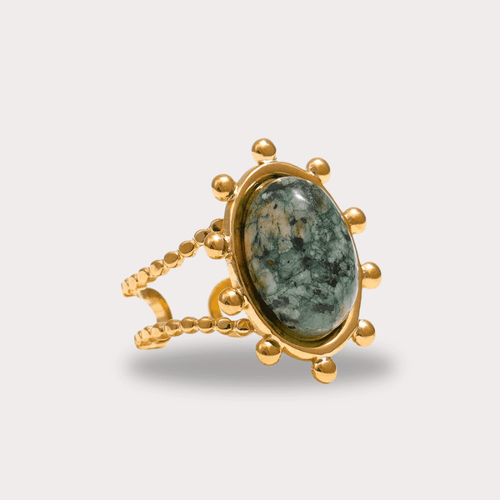 Anel Ajustável com Turquesa Africana - DELICATTA