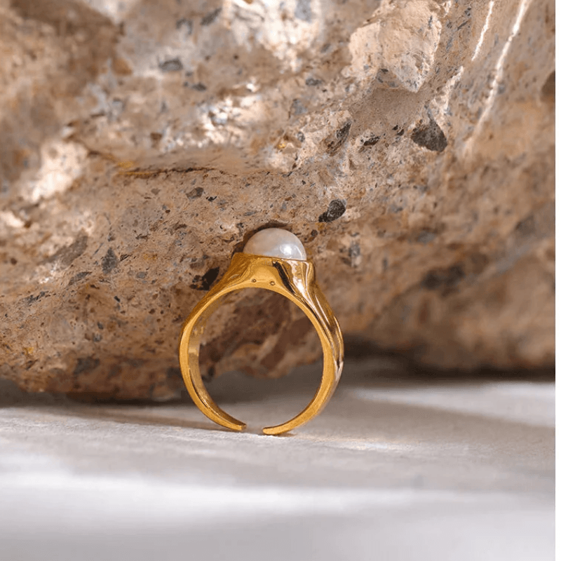 Anel Banhado a Ouro 18k Elegance Pearl