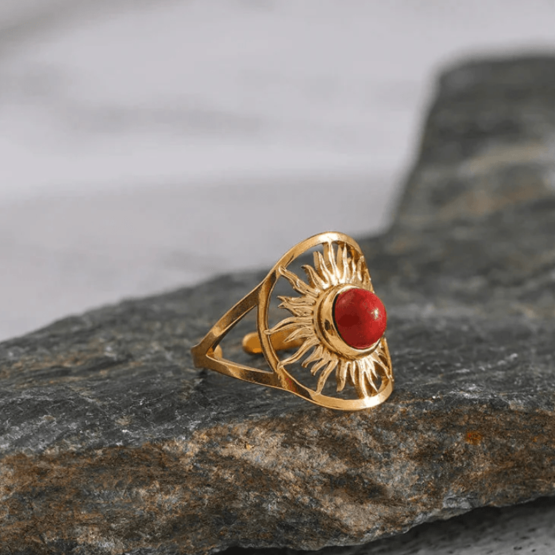 Anel Regulável com Pedra Central - DELICATTA