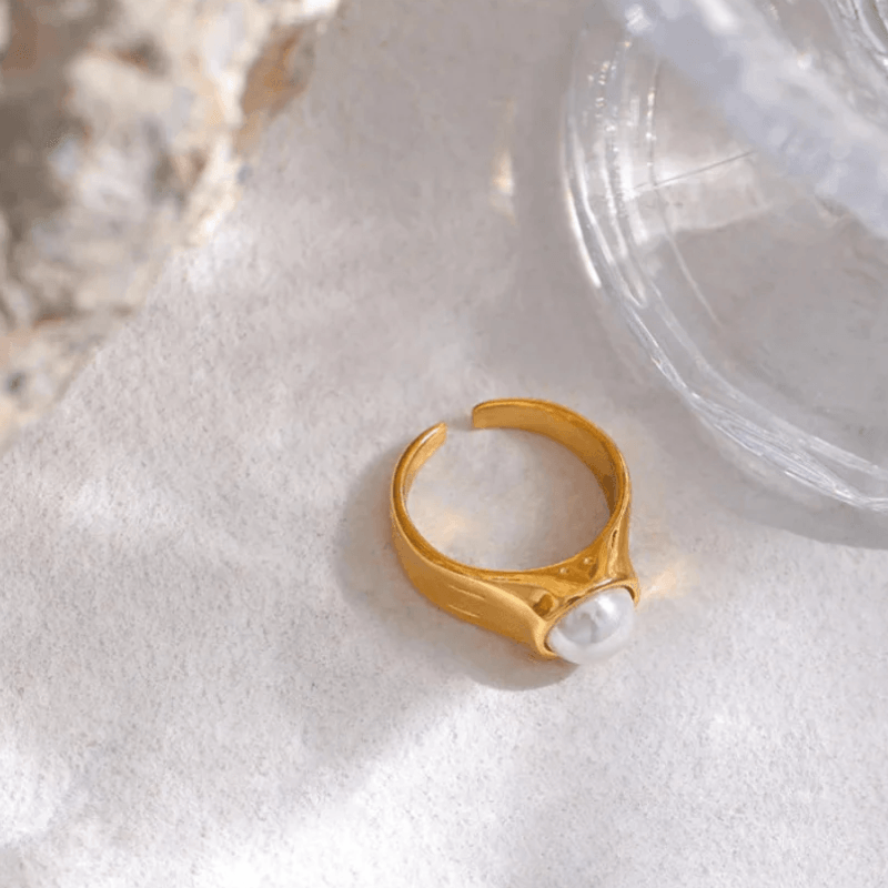 Anel Banhado a Ouro 18k Elegance Pearl