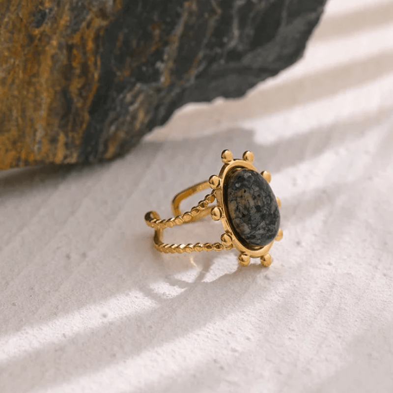 Anel Ajustável com Turquesa Africana - DELICATTA