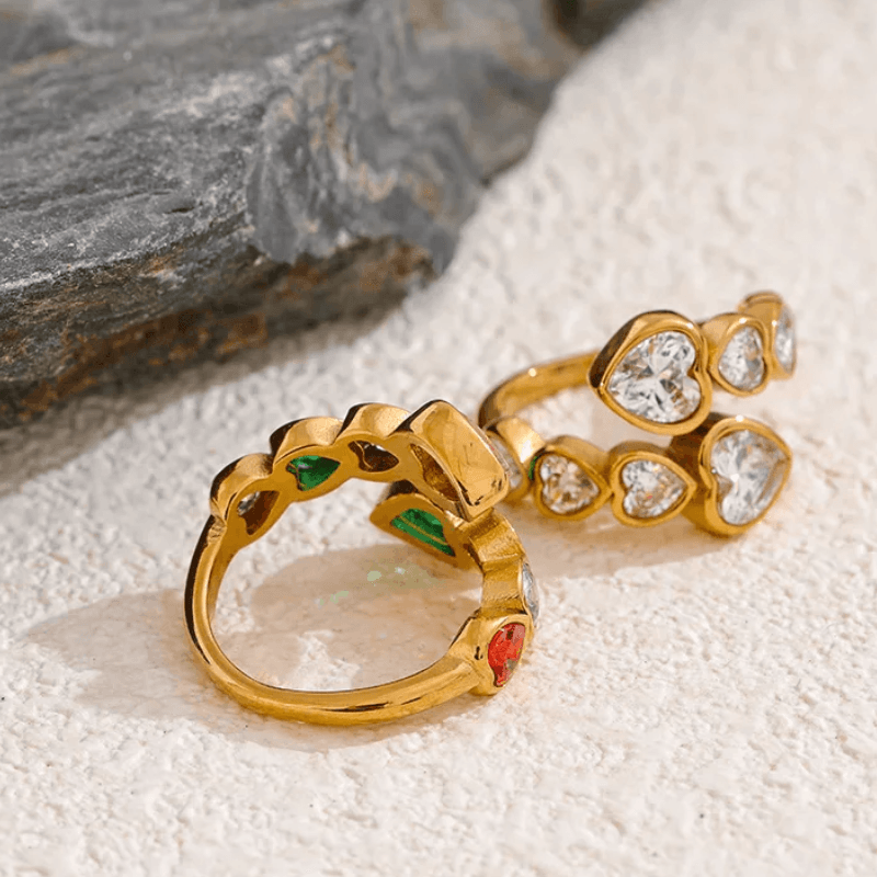 Anel Coração com Zircônia Ajustável - DELICATTA