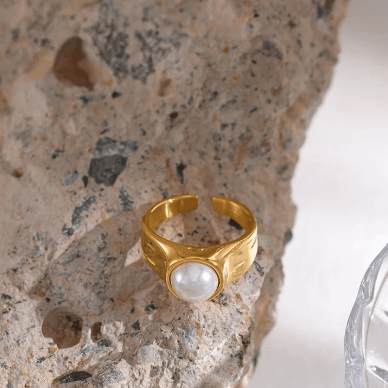 Anel Banhado a Ouro 18k Elegance Pearl