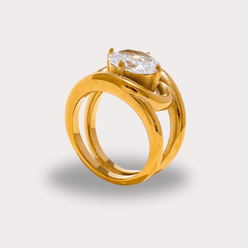 Anel Dividido com Zircônia Central- DELICATTA