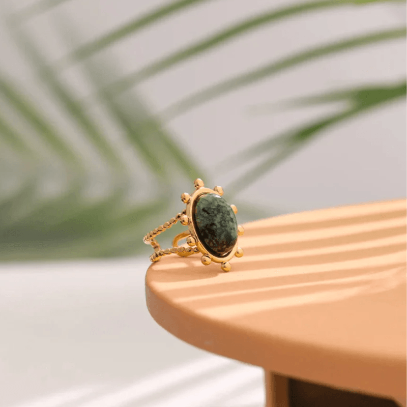 Anel Ajustável com Turquesa Africana - DELICATTA