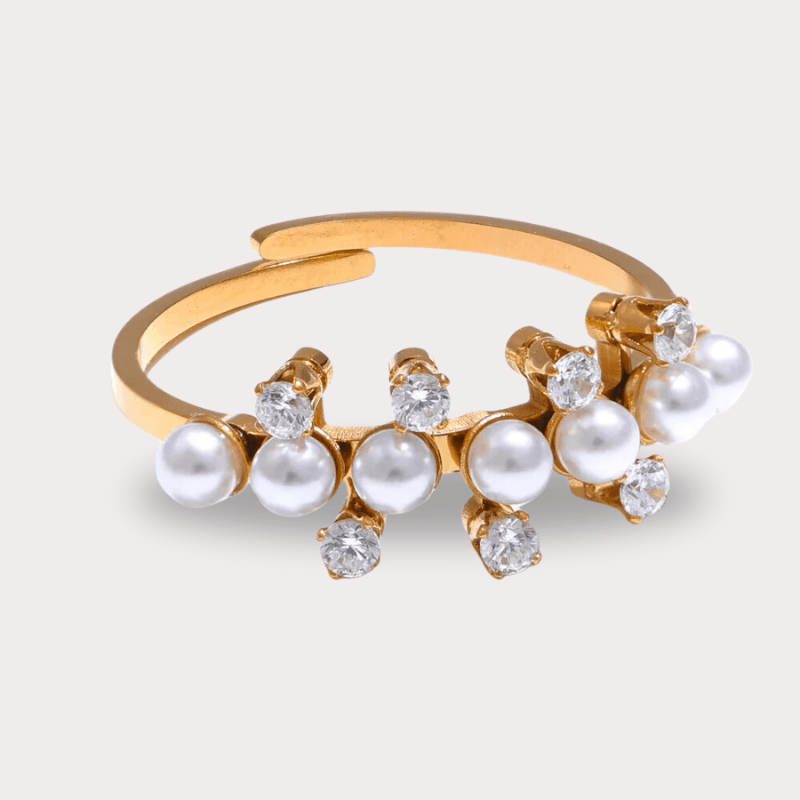 Anel Ajustável com Pérolas - DELICATTA