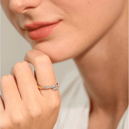 Anel Ajustável com Zircônias - DELICATTA