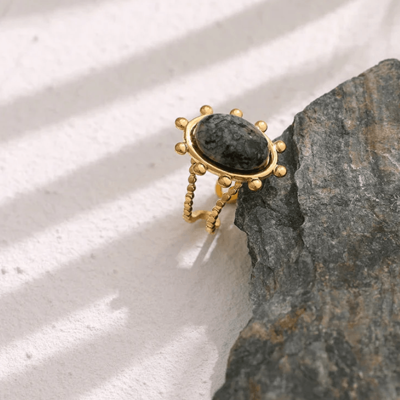 Anel Ajustável com Turquesa Africana - DELICATTA